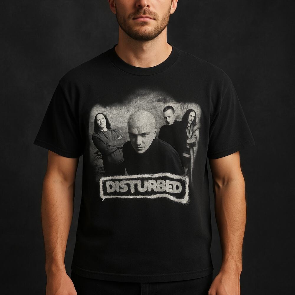 Disturbed Vintage 2000s Band Tee Cygnus Tag Black Graphic T-Shirt XL
